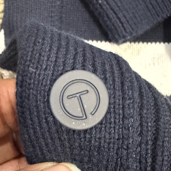 T by Talbots rolled crew neck Navy White Stripe nautical sweater size small - Picture 7 of 10